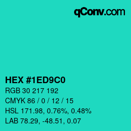 Color code: HEX #1ED9C0 | qconv.com