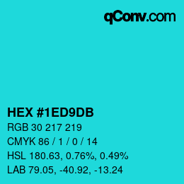 カラーコード: HEX #1ED9DB | qconv.com