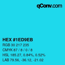 カラーコード: HEX #1ED9EB | qconv.com