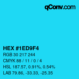 カラーコード: HEX #1ED9F4 | qconv.com