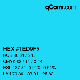 Color code: HEX #1ED9F5 | qconv.com