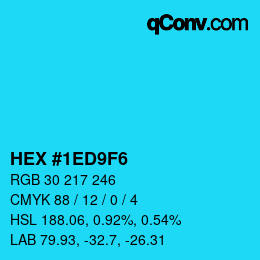 颜色代码: HEX #1ED9F6 | qconv.com
