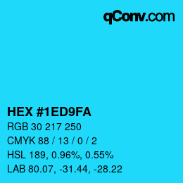 カラーコード: HEX #1ED9FA | qconv.com