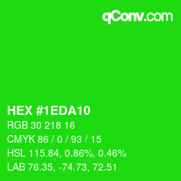 カラーコード: HEX #1EDA10 | qconv.com