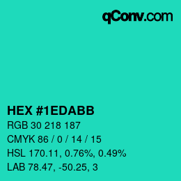 カラーコード: HEX #1EDABB | qconv.com