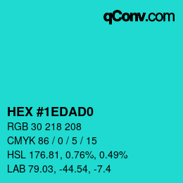 Color code: HEX #1EDAD0 | qconv.com
