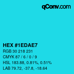 カラーコード: HEX #1EDAE7 | qconv.com