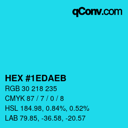 Color code: HEX #1EDAEB | qconv.com
