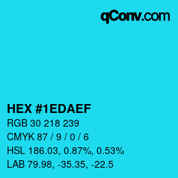 カラーコード: HEX #1EDAEF | qconv.com