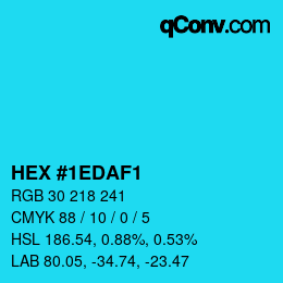 カラーコード: HEX #1EDAF1 | qconv.com
