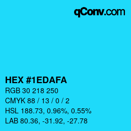 Color code: HEX #1EDAFA | qconv.com