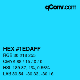 Color code: HEX #1EDAFF | qconv.com