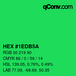 Color code: HEX #1EDB5A | qconv.com