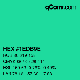 Color code: HEX #1EDB9E | qconv.com