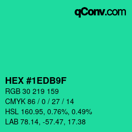Color code: HEX #1EDB9F | qconv.com