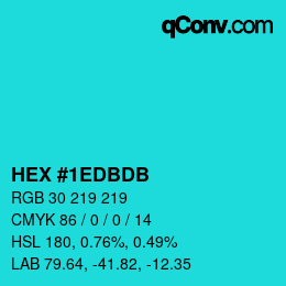 Color code: HEX #1EDBDB | qconv.com