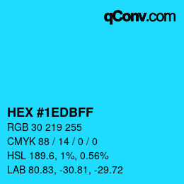 Color code: HEX #1EDBFF | qconv.com