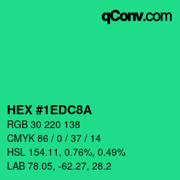 Color code: HEX #1EDC8A | qconv.com