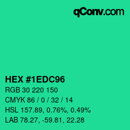 Farbcode: HEX #1EDC96 | qconv.com