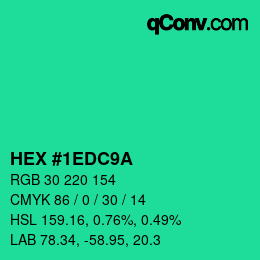 Color code: HEX #1EDC9A | qconv.com
