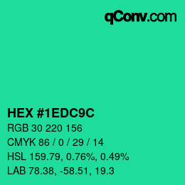 颜色代码: HEX #1EDC9C | qconv.com