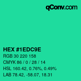 颜色代码: HEX #1EDC9E | qconv.com