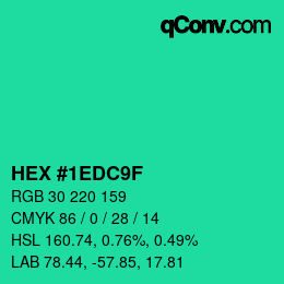 颜色代码: HEX #1EDC9F | qconv.com
