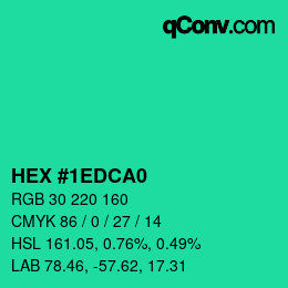 颜色代码: HEX #1EDCA0 | qconv.com