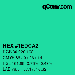 颜色代码: HEX #1EDCA2 | qconv.com