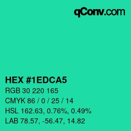 颜色代码: HEX #1EDCA5 | qconv.com