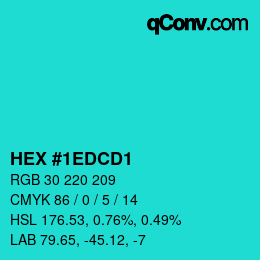 颜色代码: HEX #1EDCD1 | qconv.com