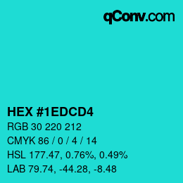 Color code: HEX #1EDCD4 | qconv.com