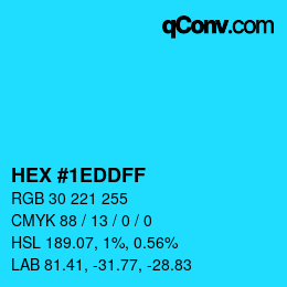 Color code: HEX #1EDDFF | qconv.com