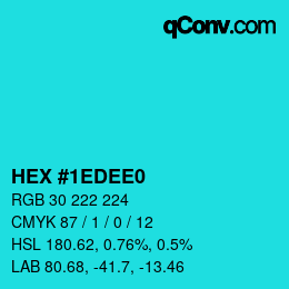 カラーコード: HEX #1EDEE0 | qconv.com