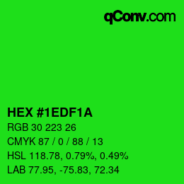 カラーコード: HEX #1EDF1A | qconv.com