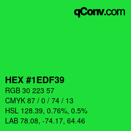 カラーコード: HEX #1EDF39 | qconv.com