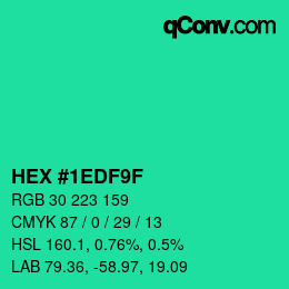 カラーコード: HEX #1EDF9F | qconv.com
