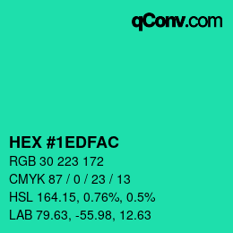 カラーコード: HEX #1EDFAC | qconv.com