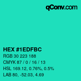 カラーコード: HEX #1EDFBC | qconv.com
