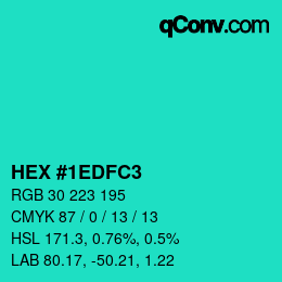 カラーコード: HEX #1EDFC3 | qconv.com