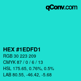 カラーコード: HEX #1EDFD1 | qconv.com