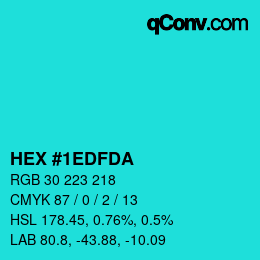 Color code: HEX #1EDFDA | qconv.com