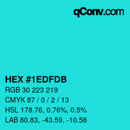 Color code: HEX #1EDFDB | qconv.com
