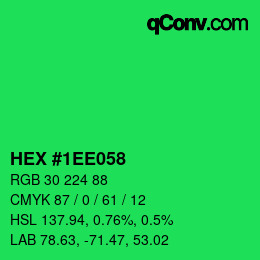Farbcode: HEX #1EE058 | qconv.com