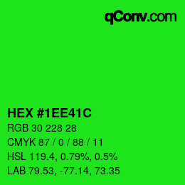 Color code: HEX #1EE41C | qconv.com