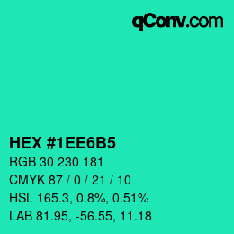 Color code: HEX #1EE6B5 | qconv.com