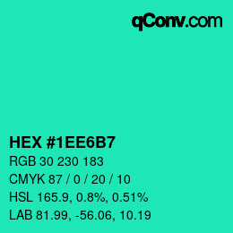 颜色代码: HEX #1EE6B7 | qconv.com