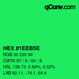 カラーコード: HEX #1EEB5E | qconv.com