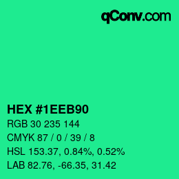 Color code: HEX #1EEB90 | qconv.com