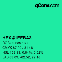 颜色代码: HEX #1EEBA3 | qconv.com